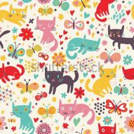 Фреска Разноцветные кошки