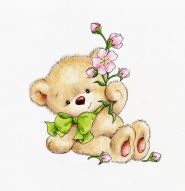 Фреска Медвежонок с розовым цветочком