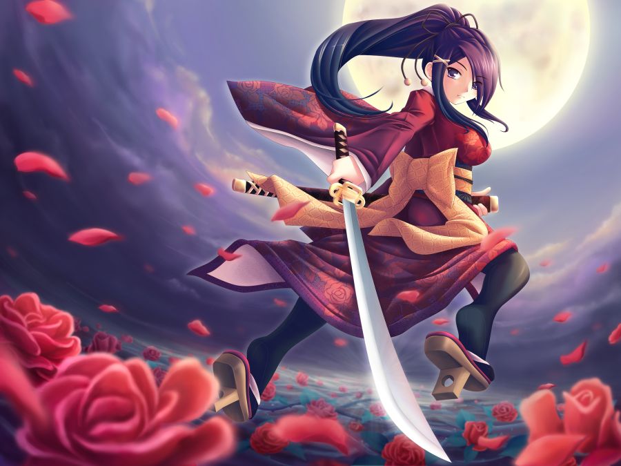 Фреска Аниме девушка с мечом