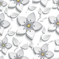 Фреска Белые абстрактные цветы 3d