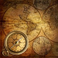 Фотообои карта мира с компасом