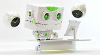 Фреска Умный робот за компьютером