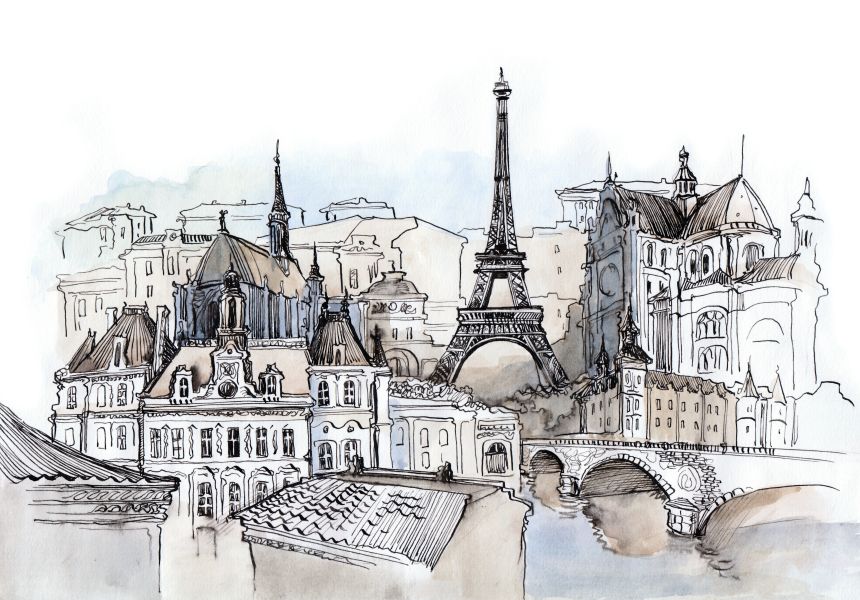 Фреска Париж - графический рисунок