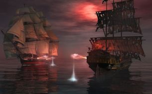 Фреска парусник и пиратский корабль