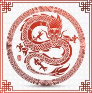 Фотообои Фреска с красным драконом