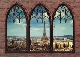 Фотообои 3D окна с видом на Париж