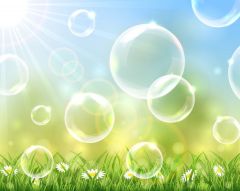 Фреска Мыльные пузыри на зеленой траве