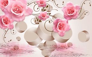 Фотообои Объемные розы в розовых тонах