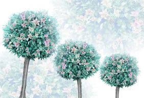 Фреска 3D Деревья с лилиями
