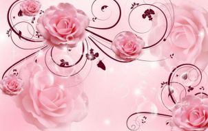Фреска 3D Розы и элегантные узоры