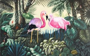 Фотообои Фламинго в джунглях