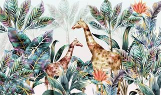Фотообои Жирафы среди кустов