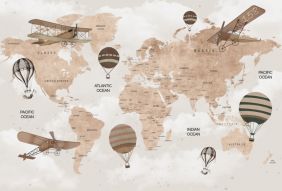 Фотообои Карта с самолетами и шарами