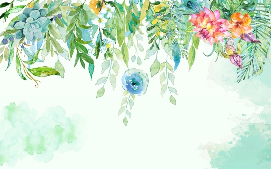 Фреска Цветы и листья