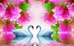 Фреска Лебеди и розы
