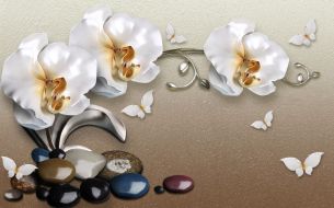 Фотообои Орхидея с камушками