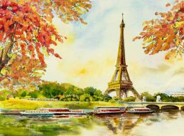Фреска Париж, башня - рисунок