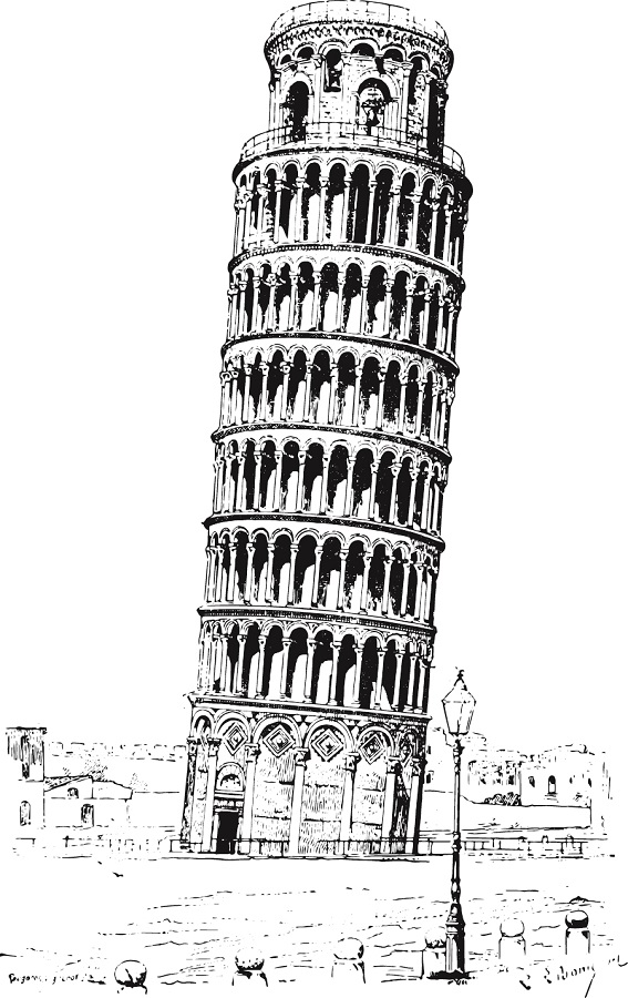 Фотообои Рисунок Пизанской башни