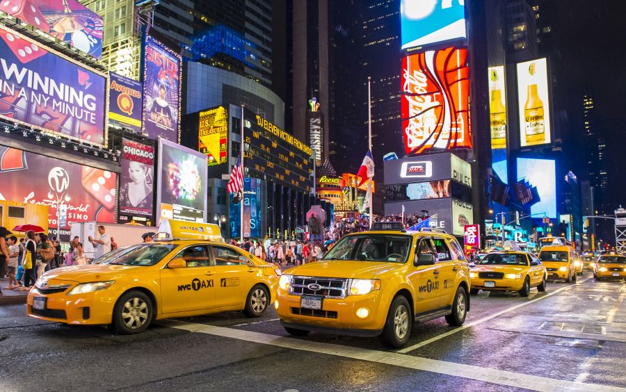 Фреска Желтые машины в Нью-Йорке