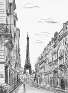 Фотообои Париж карандашом черно-белый